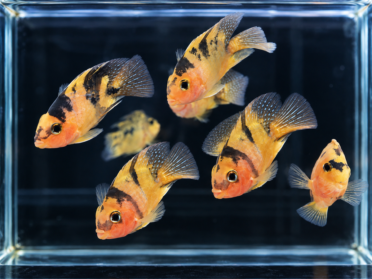 Yellow-Orange Tiger Parrot Cichlid 3–3.5” Live Freshwater Rare Aquarium Fish
